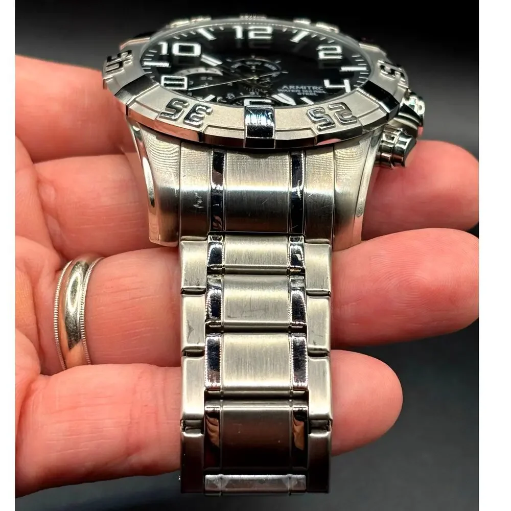 Armitron 20/5168SV Multifunction Black Dial Stainless Steel Men's 51mm Watch